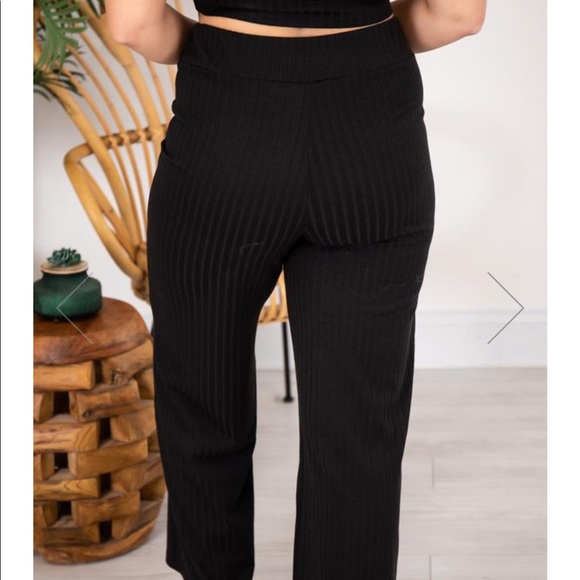 NWOT Saving Grace Ribbed Flare Black Pants - Picture 2 of 7